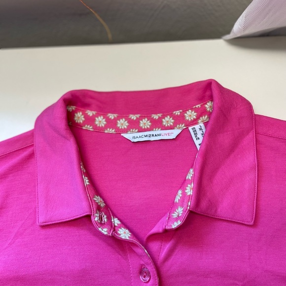 Isaacmizrahilive Womens Polo Short sleeve Blouse Shirt Size L NEW With out tag - Picture 8 of 9